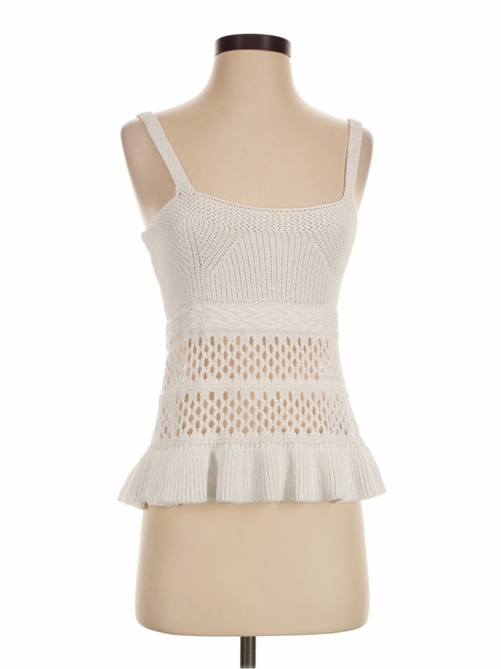 Zara Cream Knit Camisole with Ruffled Hem